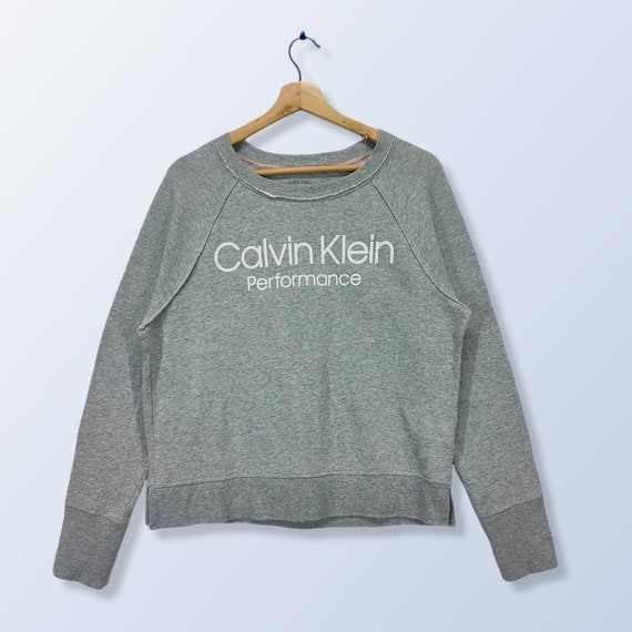 CALVIN KLEIN Performance Women Medium Sweatshirt, CK Vintage Crewneck  Jumper Grey Sweater Size M 