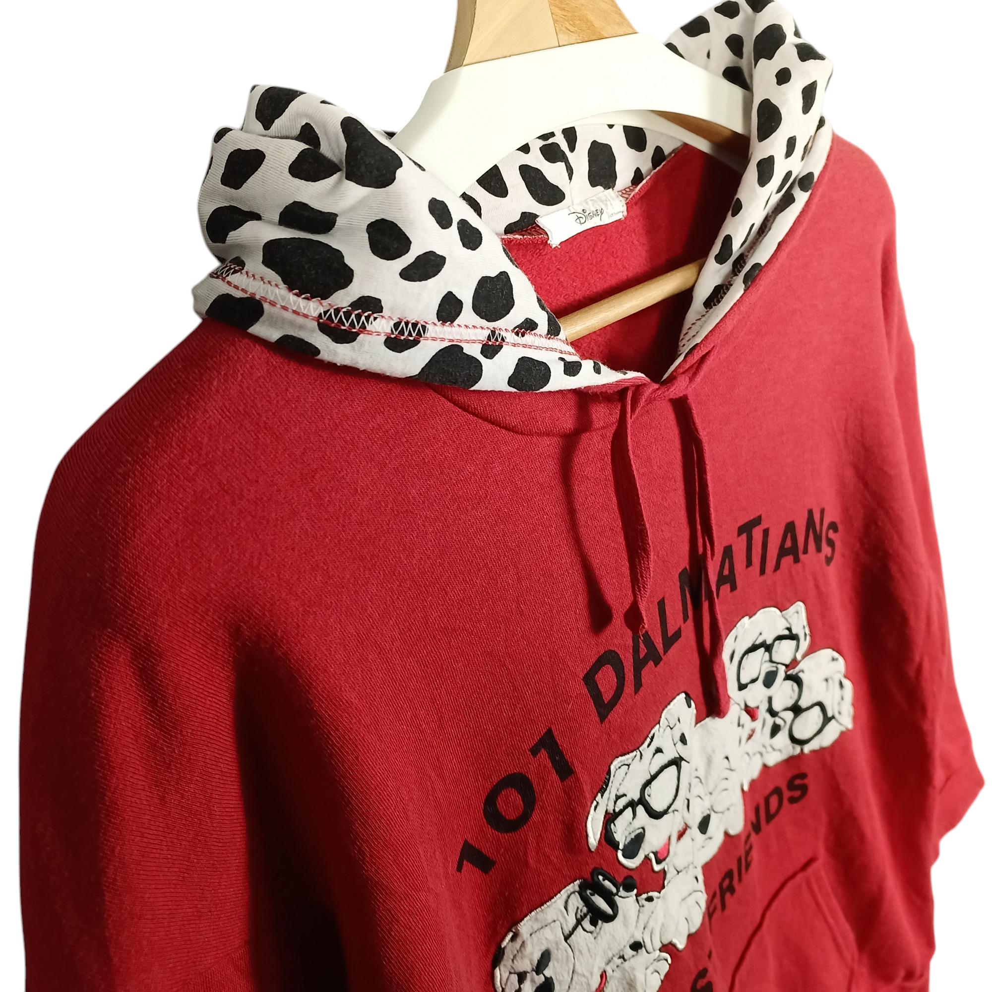 101 Dalmatians Red Hoodie | Vintage Dalmatian Spot Hood | Size M 