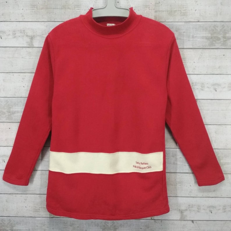 SANTA BARBARA Polo /& Racquet Club Sweatshirt Santa barbara Vintage Top Tee Pullover Colour Striped Red Women/'s Size Medium