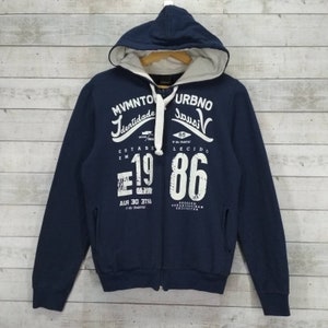 Malwee Brand Fullzip Hoodie Malwee Brand Streetwear Hoodie Navy Blue Size Small