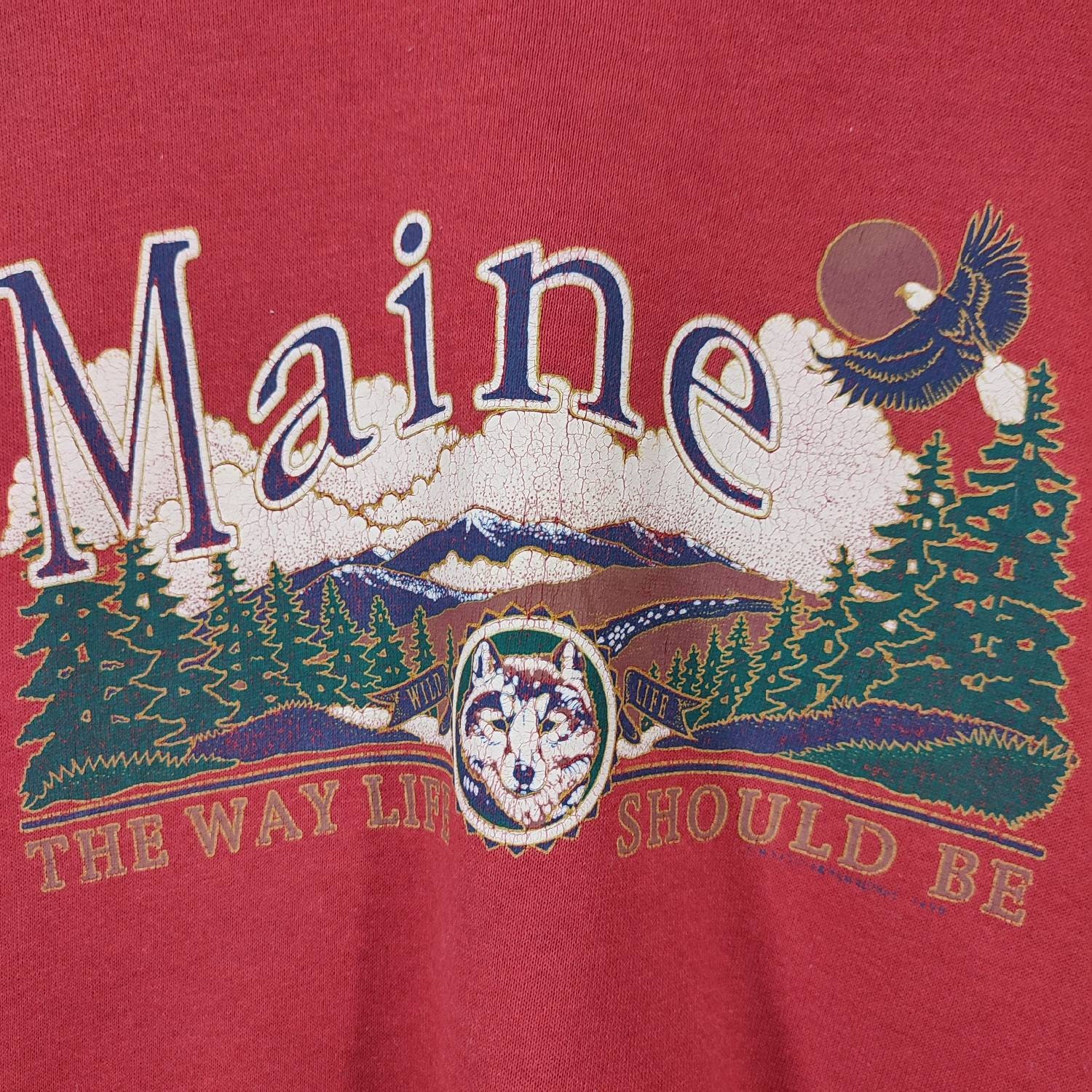 MAINE vintage スウェット Amazon.com: Maine Sweatshirt - Maine ME Pullover - Faded