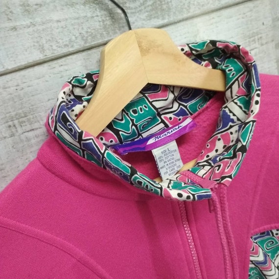 Vintage Pink Sweater By Mariah Colour Blok Sweater Full Zip Abstract Unique Art Vintage Sweater Pink Women Size Large View 4