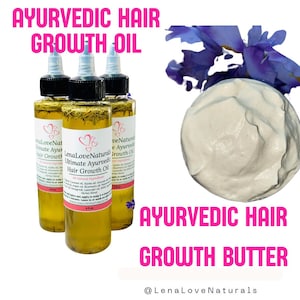 Ayurvedic Hair Growth Bundle | Natural Hair Growth Oil | Hair Butter Moisturizer | Hair Growth Gift Set