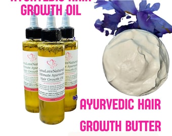 Ayurvedic Hair Growth Bundle | Natural Hair Growth Oil | Hair Butter Moisturizer | Hair Growth Gift Set
