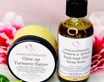Turmeric Face Wash | Turmeric Butter | Bundle | African Black Soap | Turmeric Soap | Cleansing Soap | Natural | Skincare | Glowing Skin