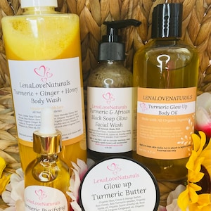 Turmeric Skincare Bundle | Natural | Organic Skincare | Turmeric Oil | Turmeric Soap | Body Butter | Turmeric Butter | Skincare Gift Set