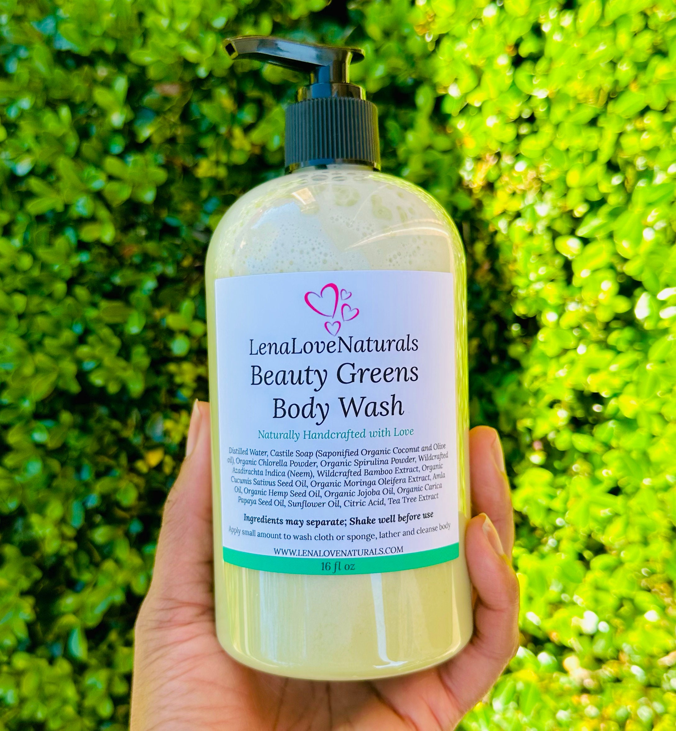 Natural Body Wash w/Chlorella, Spirulina, Neem, Moringa | Natural Skincare Cleanser