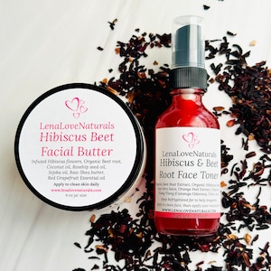 Hibiscus & Beet Root Skincare Bundle Facial Toner with Moisturizing Butter | Natural Skin Care