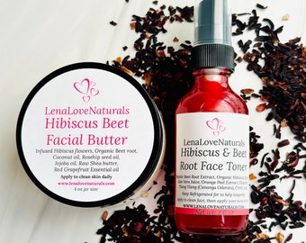 Hibiscus & Beet Root Skincare Bundle Facial Toner with Moisturizing Butter | Natural Skin Care | Dry Skin