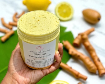 Turmeric Cocoa Body Butter | Whipped Moisturizer for Glowing Skin | Natural Moisturizing Butter for Dry Skin & Even Skin Tone