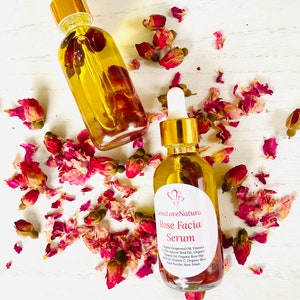Aceite facial con infusión de rosa / Orgánico / Aceite facial / Hidratante para la piel / Aceite de pétalos de rosa / Artesanal / Aceite corporal con infusión