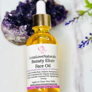 Infused Facial Oil - Amethyst Crystals - Prickly Pear Oil - Pomegranate Seed Oil - Beauty Skincare