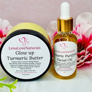 Turmeric Glow Up Set | Turmeric Oil Turmeric Cream | Face Oil | Face Butter | Bundle | Glowing Skin