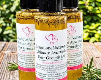 Ayurvedic Hair Growth Oil | Extra Strength Rosemary Hair Oil | Peppermint Hair Oil | Hair Growth Serum | All Hair Types | Herbal Hair Oil