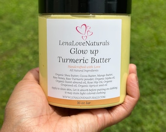 Turmeric Body Butter Whipped Shea Butter Cocoa Butter & Mango Butter Natural Moisturizer Rich Hydrating Cream Organic Skincare 100% Natural