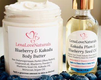 Body Butter Kakadu Plum Blueberry Face Oil | Natural Skin Care | Gift Set | Skincare Bundle | Glowing Skin