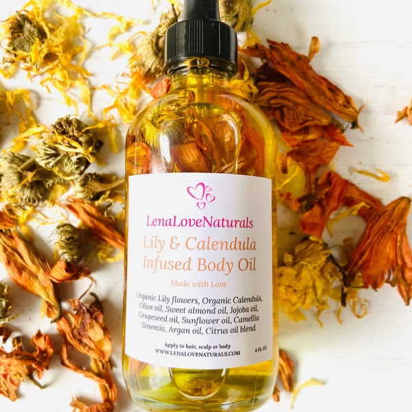 Natural Body Oil | Lily Oil | Calendula Oil | Infused oil | Body Oil | Yoni oil | Jojoba oil