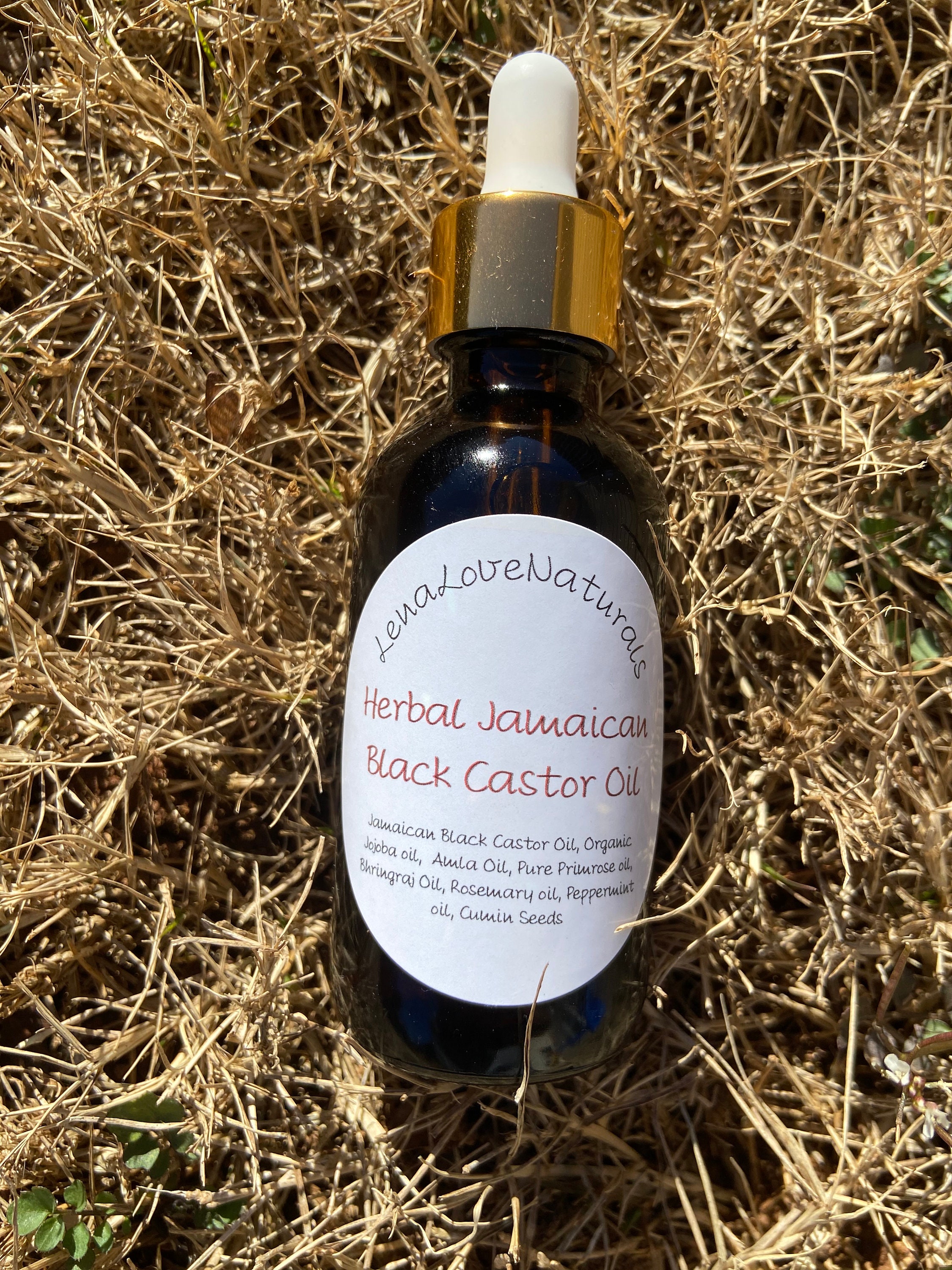 Herbal Jamaican Black Castor Oil Black Castor Oil Amla Oil Bhringraj Oil Primrose Oil Hair Growth Oil 2oz Glass Bottle