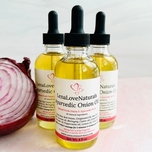 Organic Ayurvedic Onion Hair Growth Oil with Aloe Vera and Bhringraj • Natural Haircare • Onion Hair Oil • No Chemicals or Preservatives