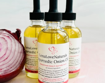Organic Ayurvedic Onion Hair Growth Oil with Aloe Vera and Bhringraj • Natural Haircare • Onion Hair Oil • No Chemicals or Preservatives