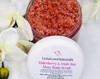 Sea Moss & Elderberry Body Scrub | Sea Moss Body Care | Wild Crafted Irish Sea Moss | Exfoliating Body Scrub | Yoni Care
