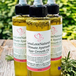 Ayurvedic Hair Growth Oil | Extra Strength Rosemary Hair Oil | Peppermint Hair Oil | Hair Growth Serum | All Hair Types | Herbal Hair Oil