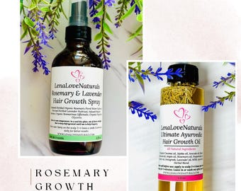 Rosemary Hair Growth Bundle | Hair Mist & Hair Oil Set for Stronger Thicker Hair | Natural Scalp Care for Hair Growth | Rosemary Hair Mist