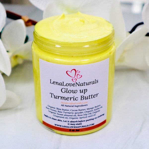 Turmeric Body Butter | Organic Facial Moisturizer | Natural Whipped Body Butter | Cocoa Butter | Organic Skincare