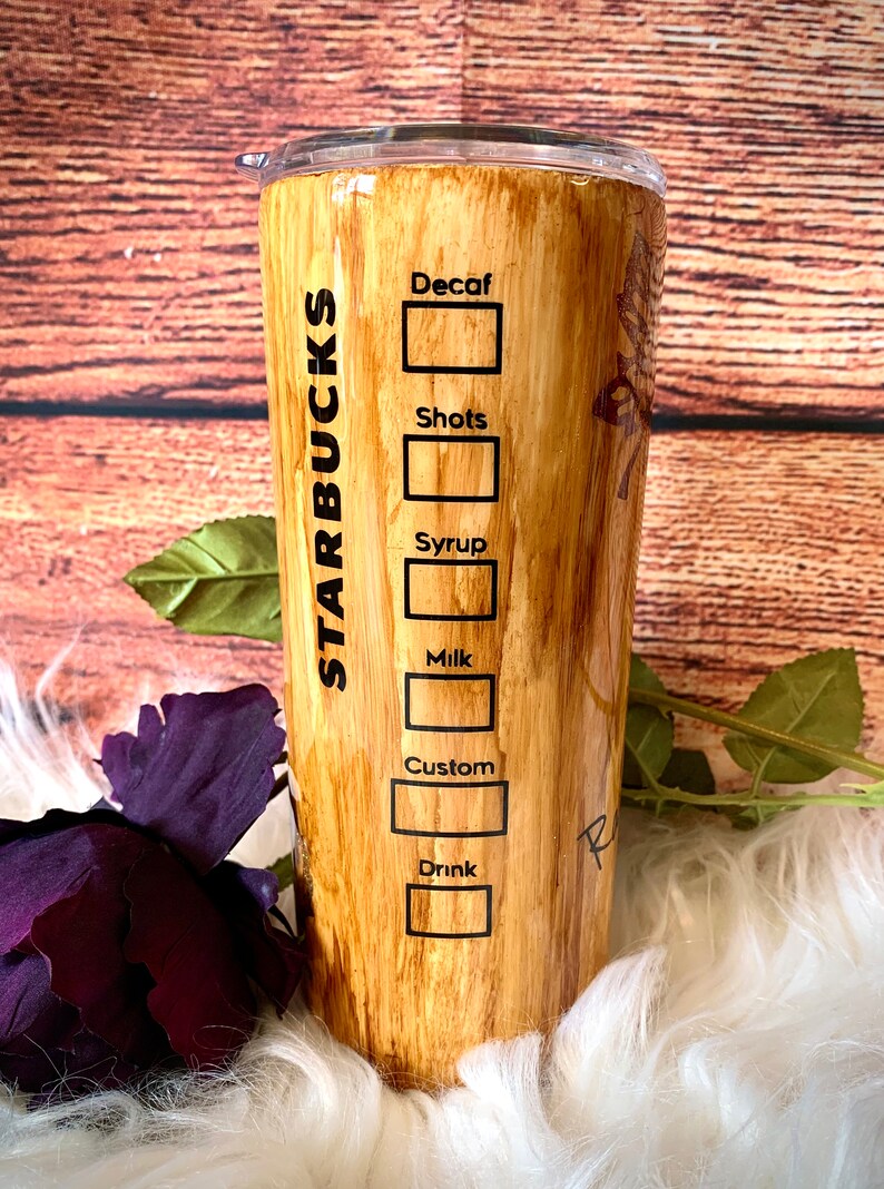 Custom Starbucks Cup Wood Grain Epoxy tumbler the perfect Etsy