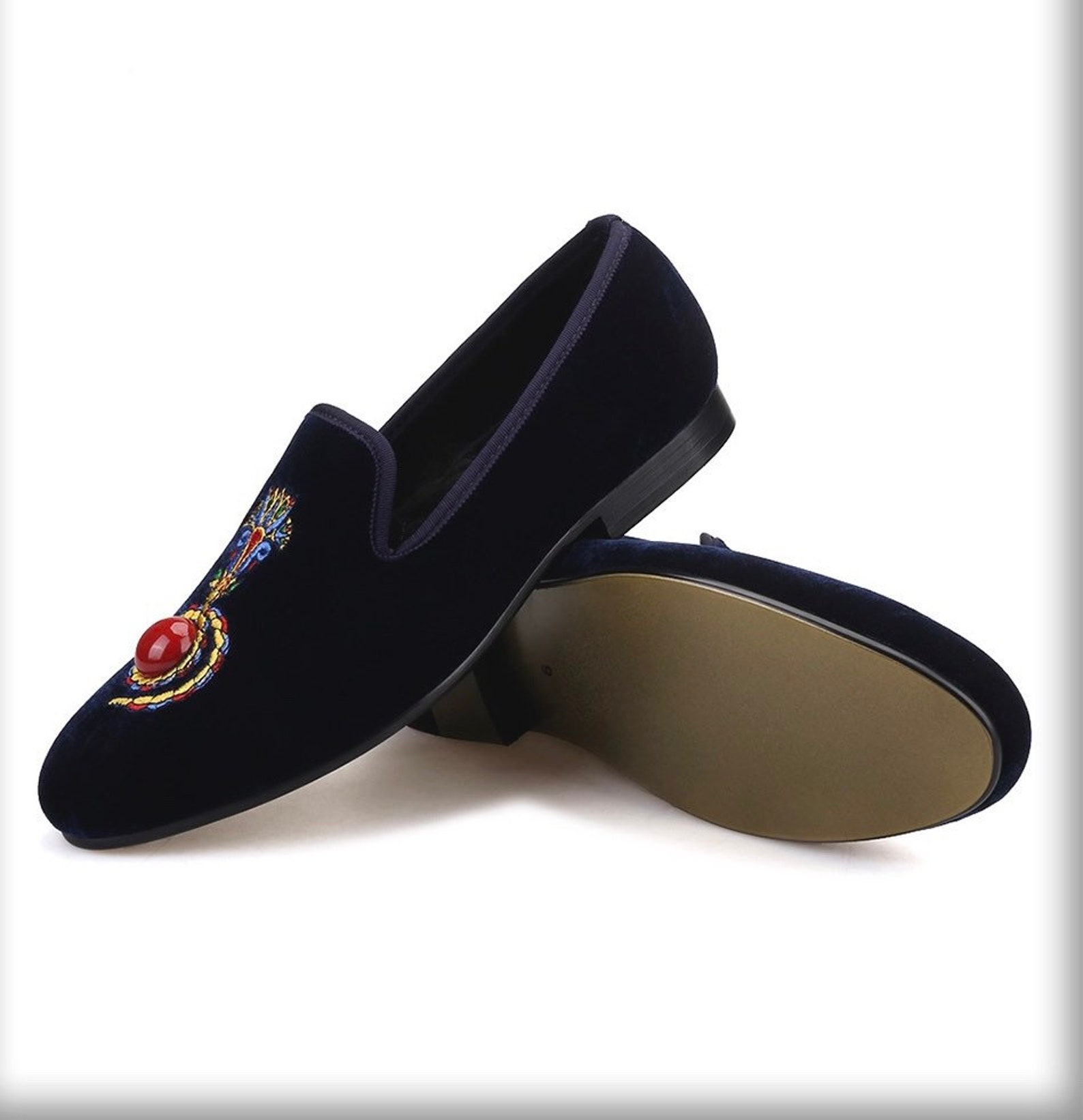 Men velvet African embroidery loafers Etsy