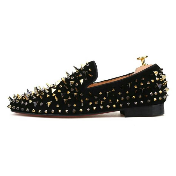 gold loafers mens with spikes