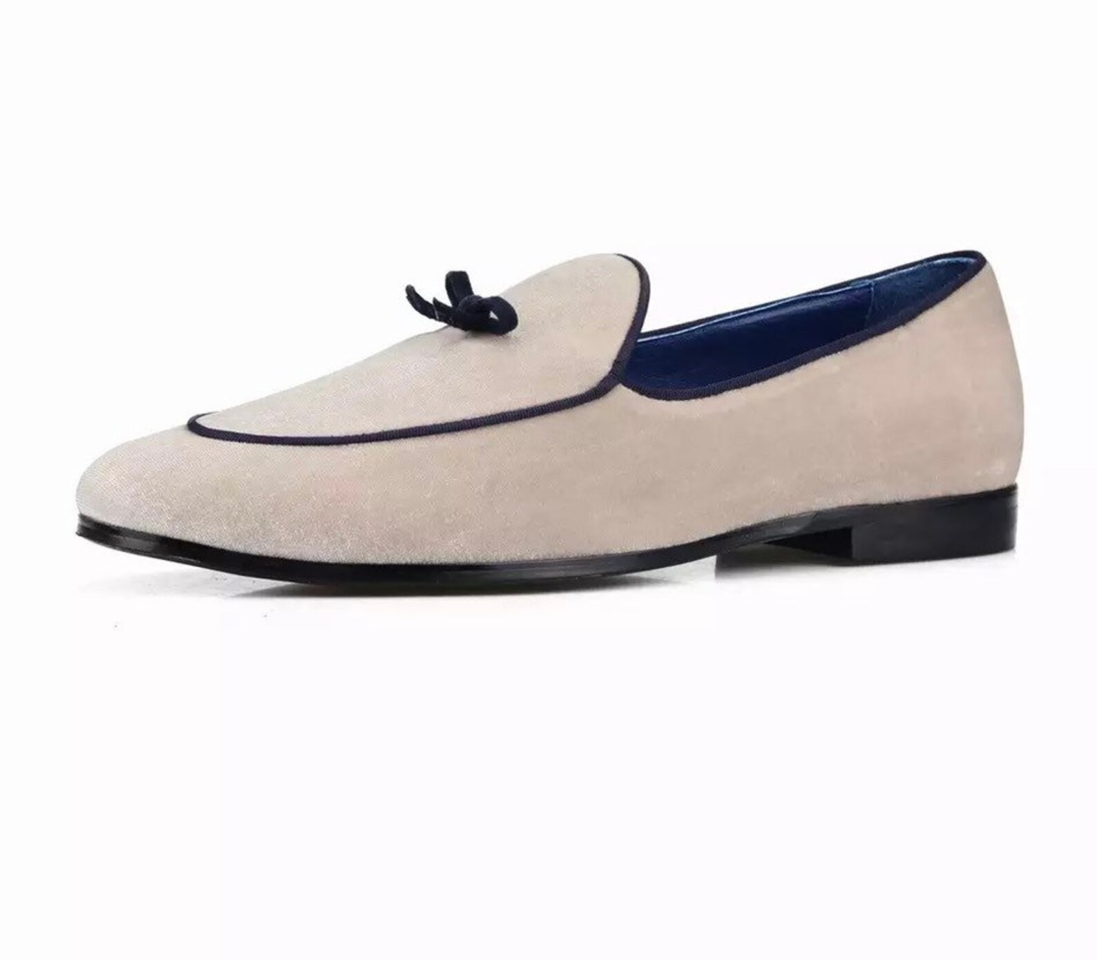 Men Beige Velvet Loafers Etsy