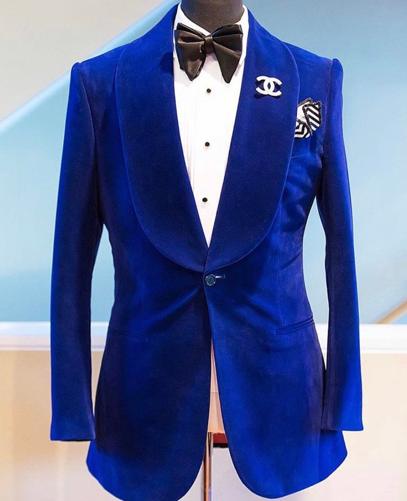 Mens Royal Blue Lapel Tuxedo Pants Etsy