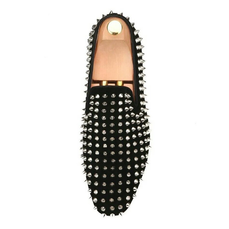 Men black spikes Loafers