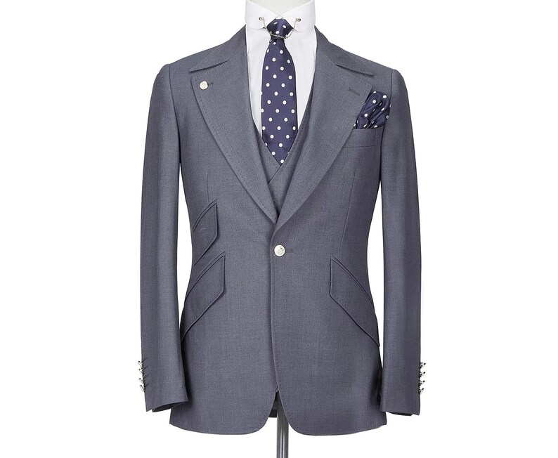 Mens Italian Wool 3 Piece Suit Etsy