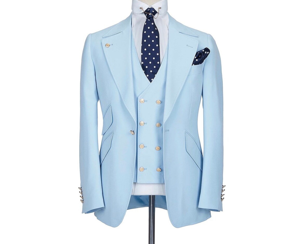 Mens Italian Wool 3 Piece Suit Etsy