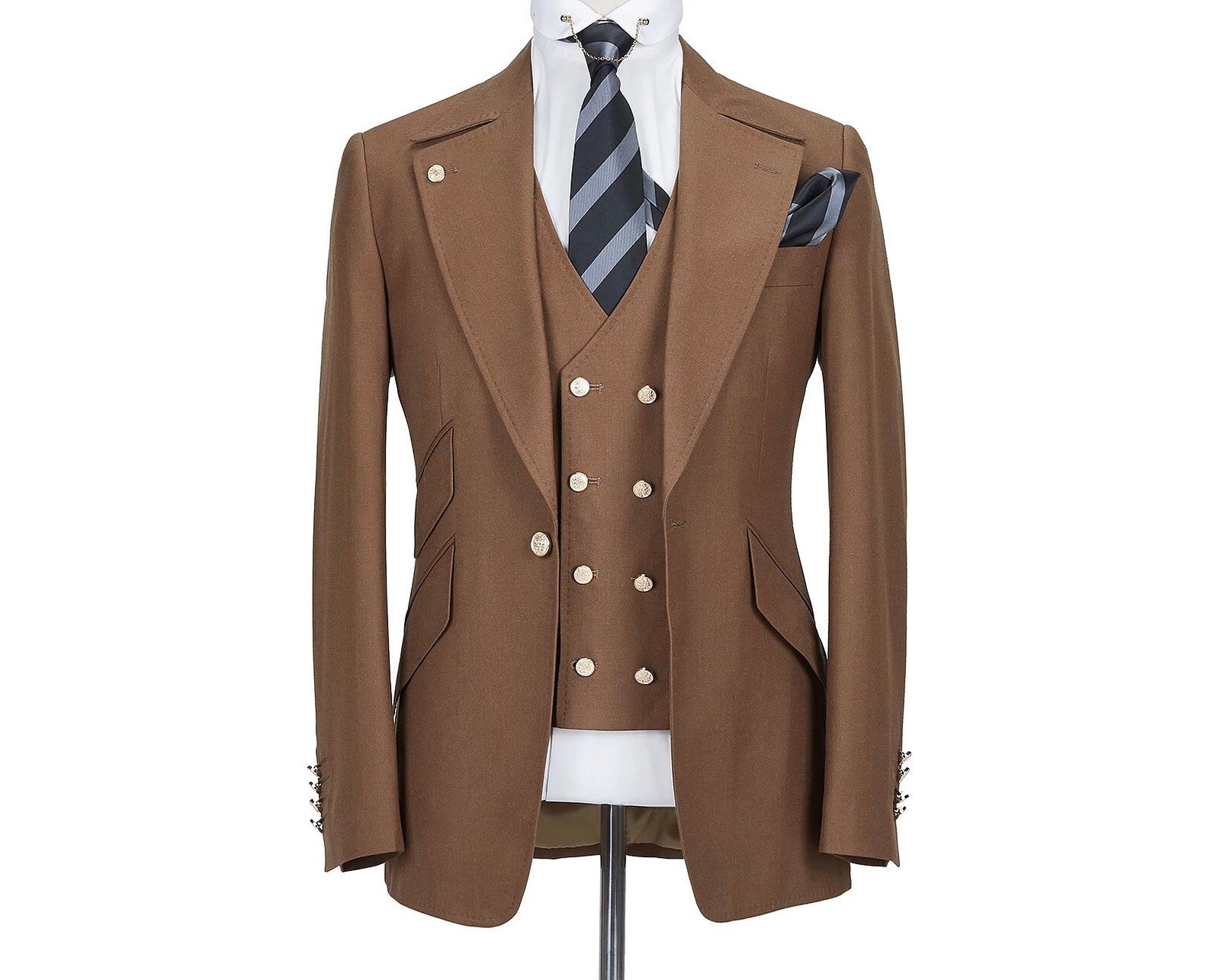 Mens Italian Wool 3 Piece Suit Etsy