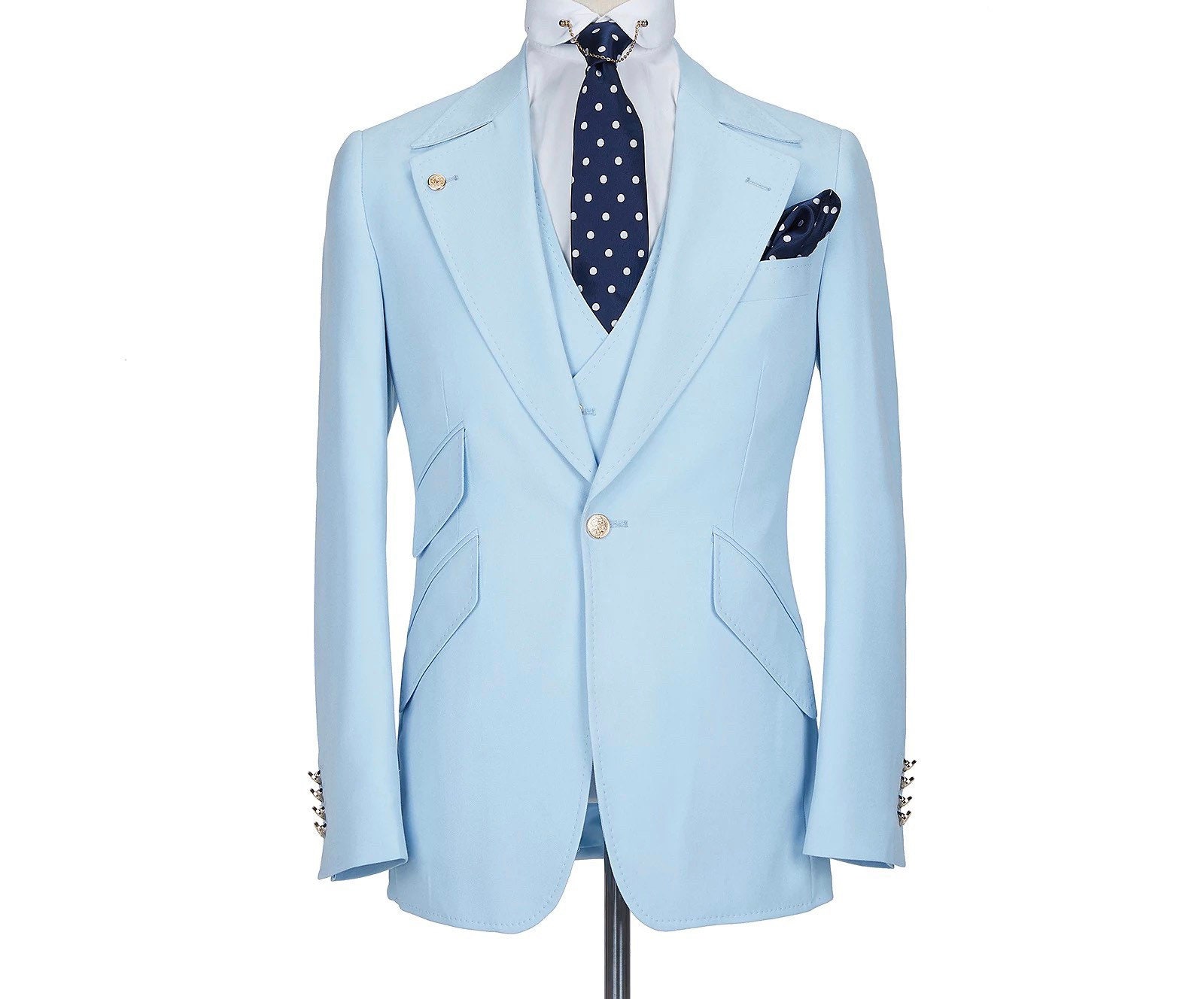 Mens Italian Wool 3 Piece Suit Etsy