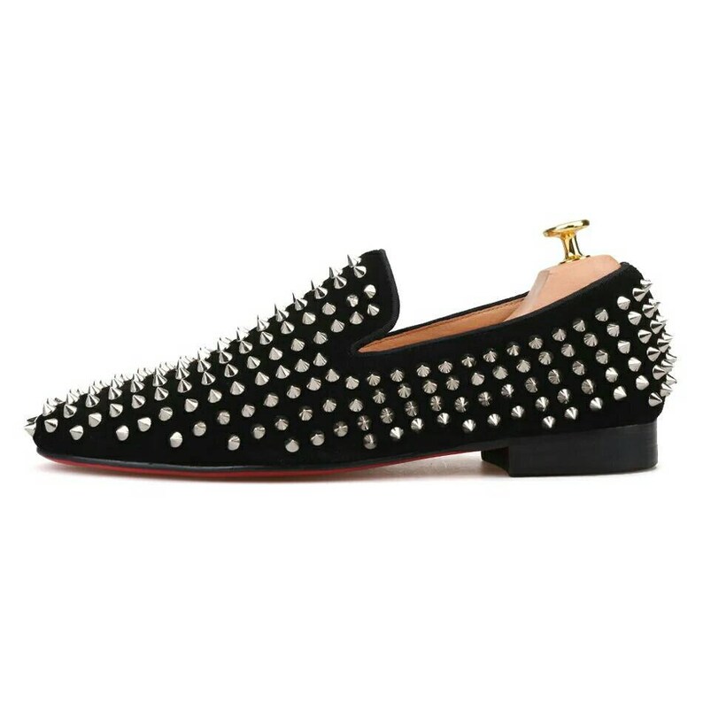 Men black spikes Loafers