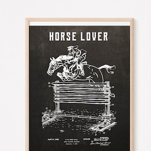 Vintage Equestrian Art, Equestrian Decor ~ Horse Patent Drawing 1942, Horse Poster, Horse Lover Gift, Instant Download