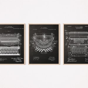 Typewriter Print, Typewriter Art Patent 1896-1899, Artwork Print Set of 3, New Authors Gift
