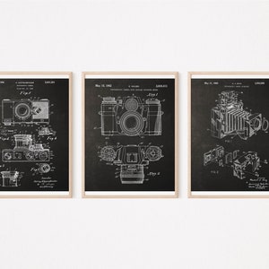 Photographer Gift, Vintage Camera Art Set of 3, Camera Patent 19th Century, Instant Download