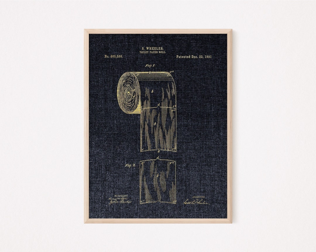 Master Bathroom Wall Art, Vintage Toilet Paper Patent 1891, Guest ...