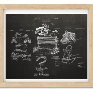 Vintage Equestrian Art, Equestrian Decor ~ Bridal, Horseshoe and Saddle Patent Drawing 1881-1939, Instant Download