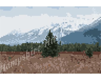 Pine Tree Mountain Latch Hook Pattern, Rug Making, Wall Hanging (Digital Download)