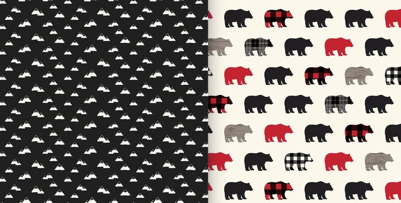 Wild at Heart Black Mountains Cream Bears Dog Bandana Reversible Dog Bandana