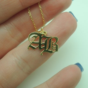 Multiple Initial Necklace-Old English Initial Necklace - Gothic Initial Necklace-Old English Double Inital Necklace - Custom Inital Necklace