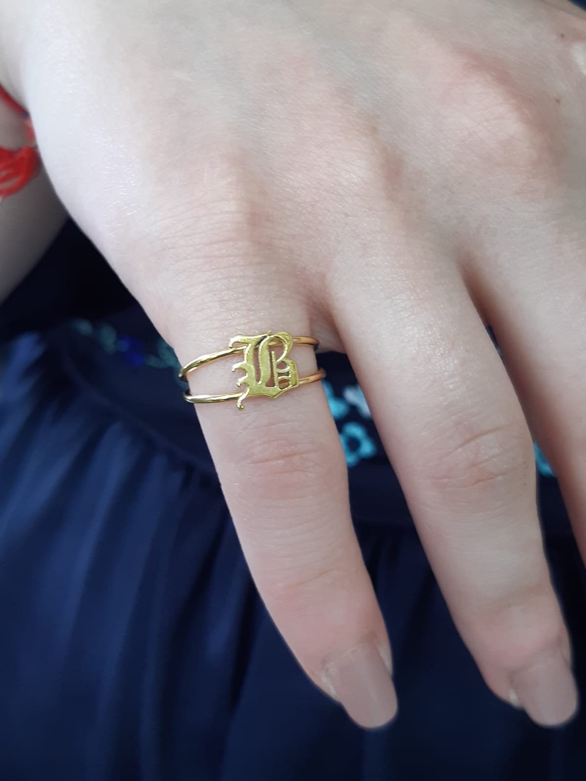 Gothic Jewelry Old English Year Ring For Her Gothic Year Number - Main Image