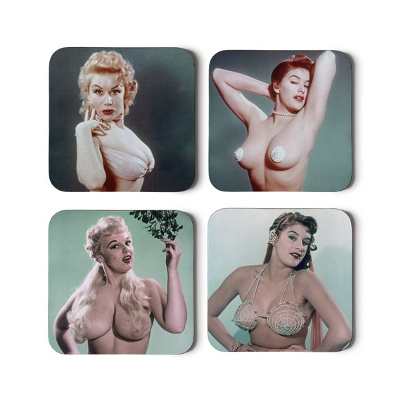 570px x 570px - 1960s Vintage Nude Girls Pin-Up, Drinks Coasters - Set of 4 - Handmade  Gift, Naughty Rude Unique Quirky Retro Images by Honovi