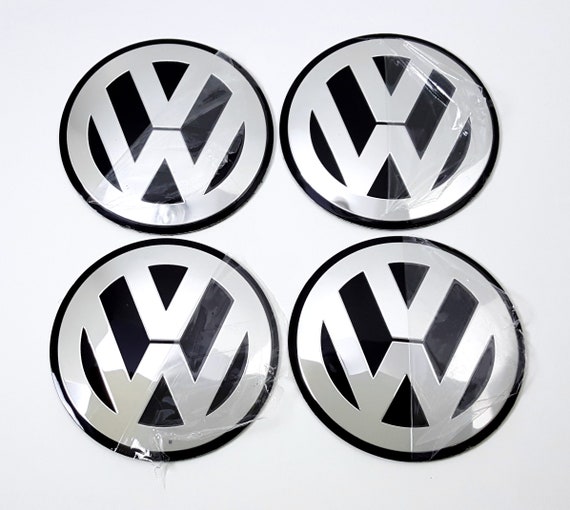Set of 4 stickers for car wheel center cap VW Black&Chrome Etsy